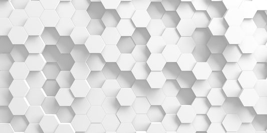 Hexagonal pattern in white and gray on a white background