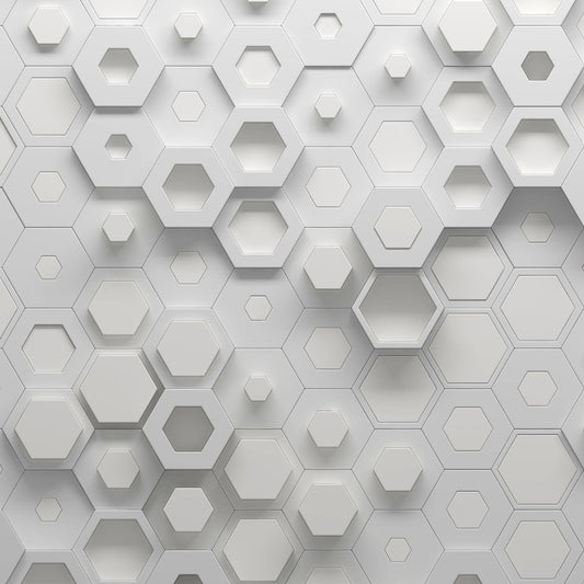 Hexagonal tile pattern in white on a white background