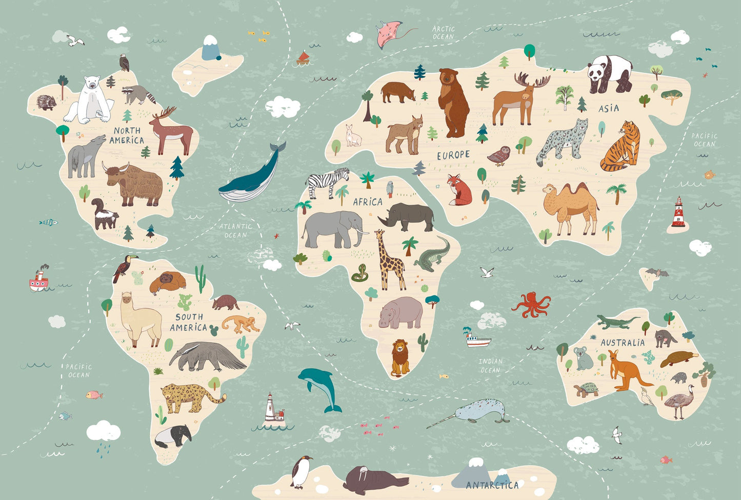 Aqua Kids Map Mural