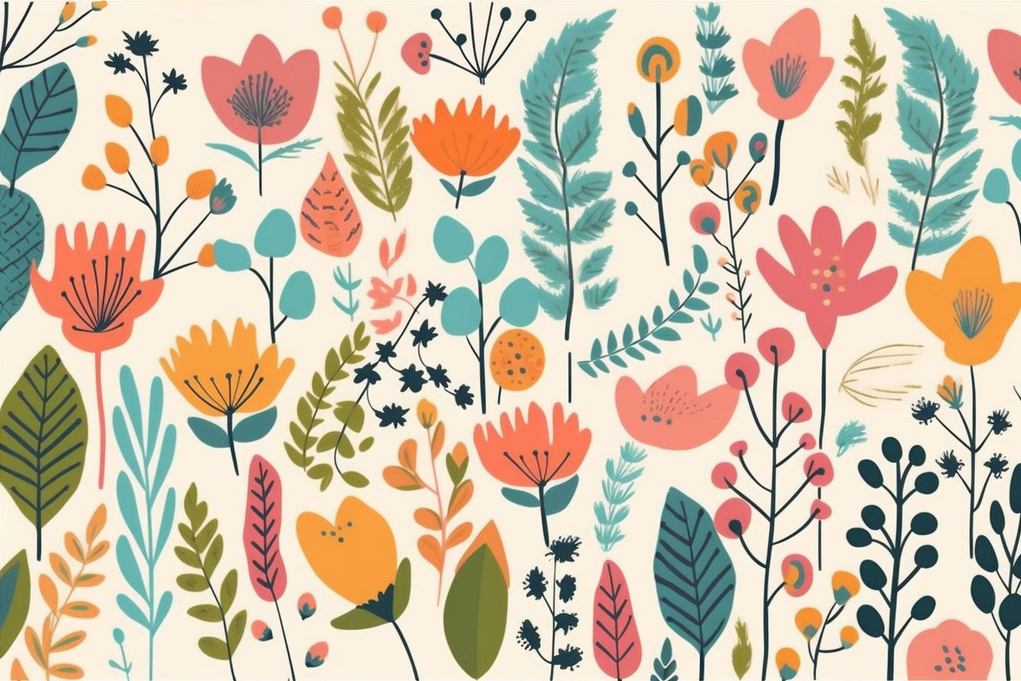 Bright Botanical Blooms Mural