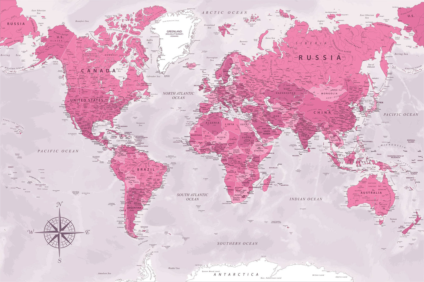Bright Pink Map Mural