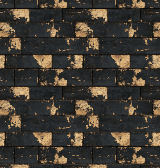 Pattern of black and gold bricks