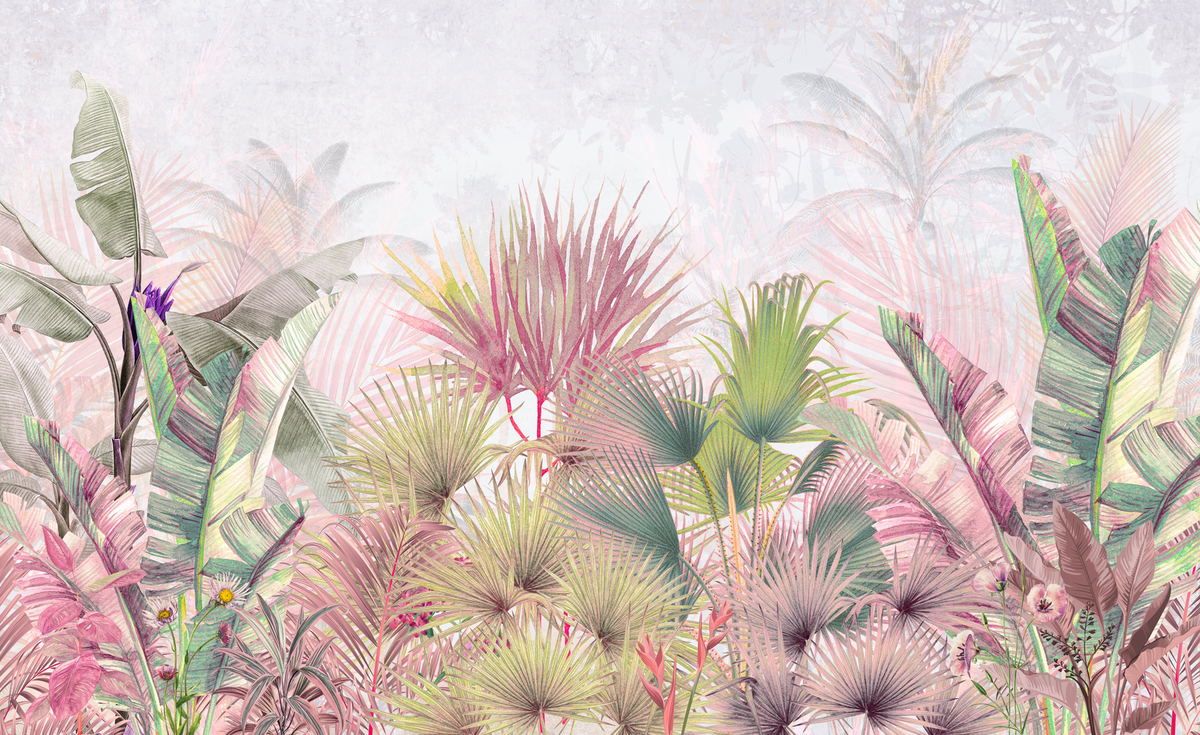Colorful tropical plant design on a light background