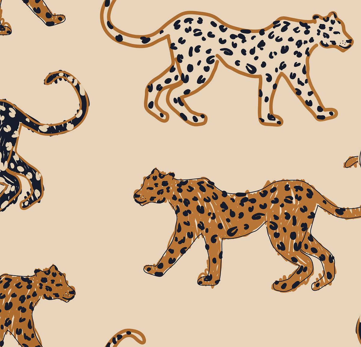 Pattern of leopards on a beige background