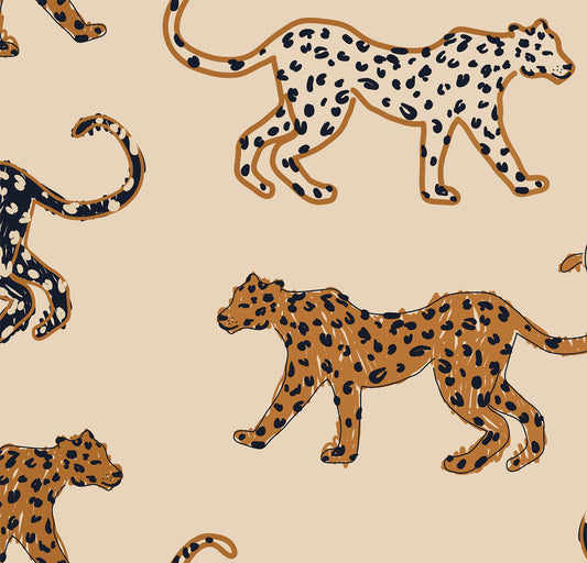 Pattern of leopards on a beige background