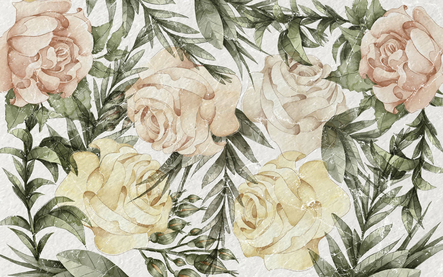 Roseate Crackle Mural
