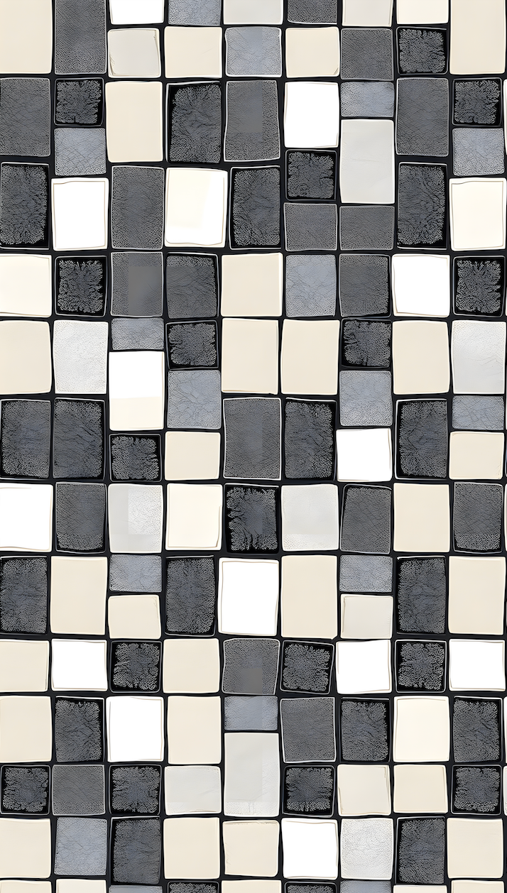 Pattern of black, white, and gray squares on a white background