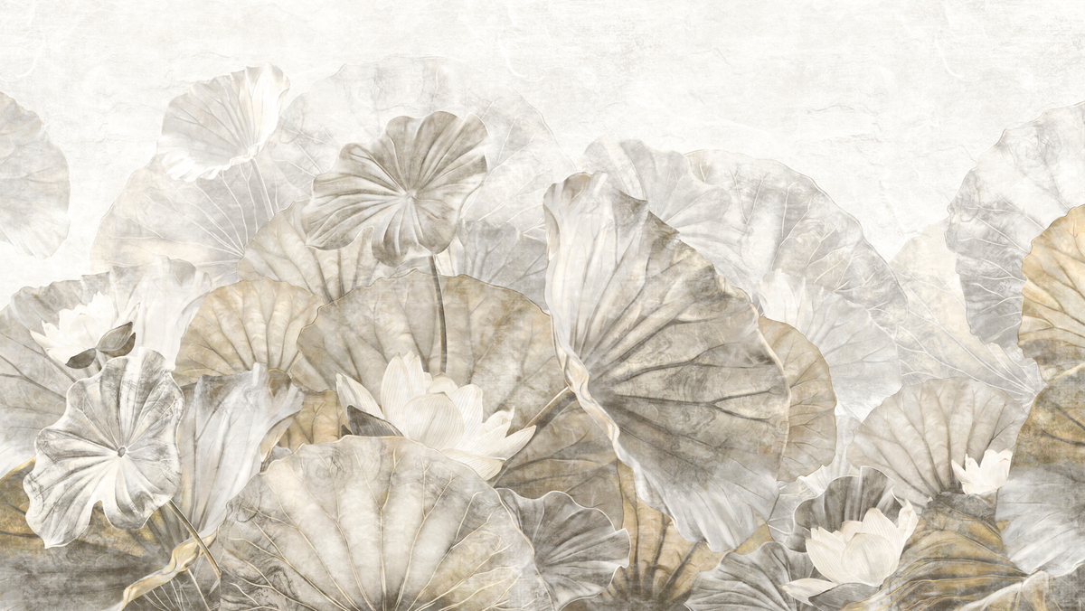 Decorative tile with floral pattern on a light gray background