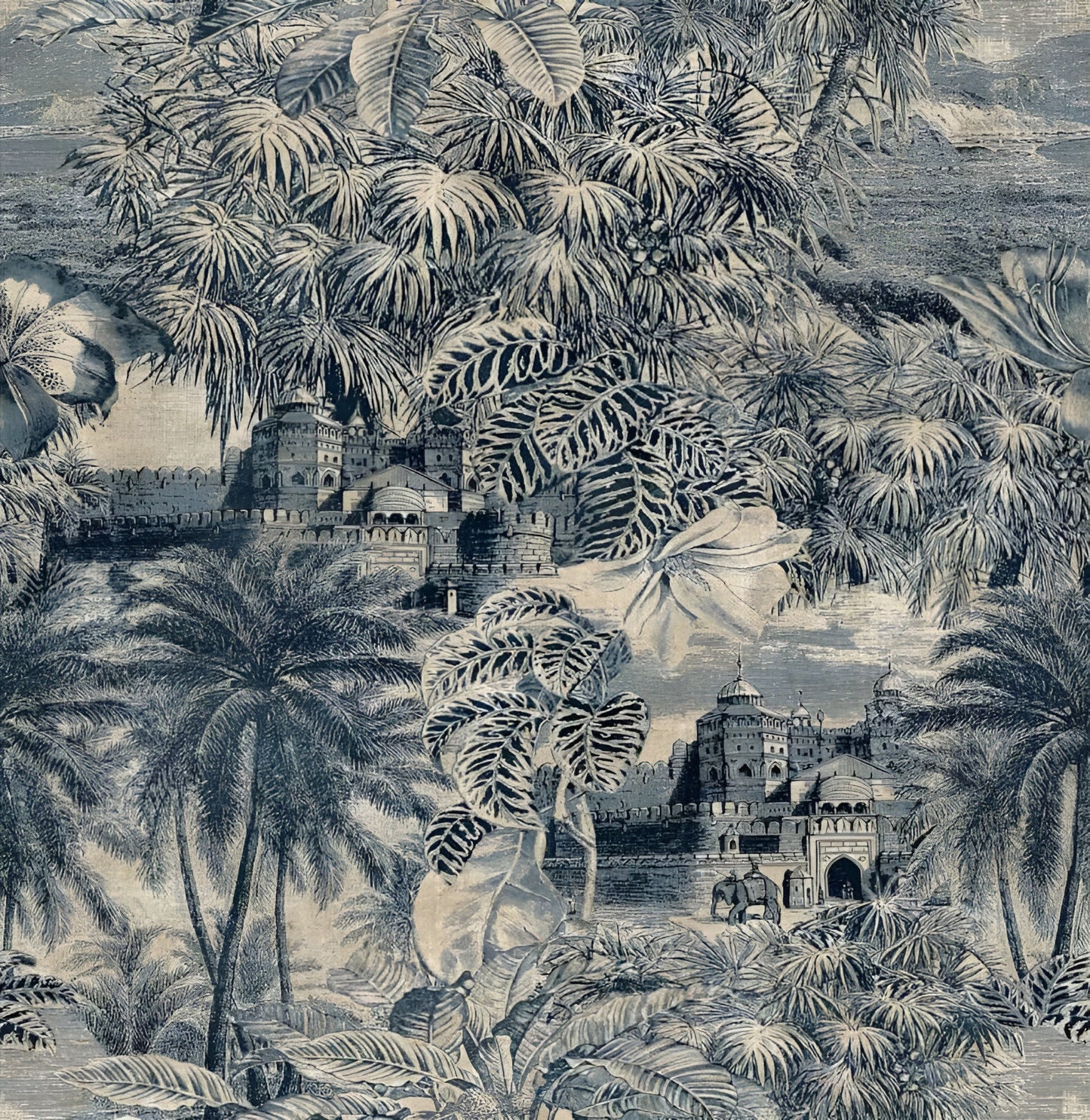 Vintage Village Palms Wallpaper