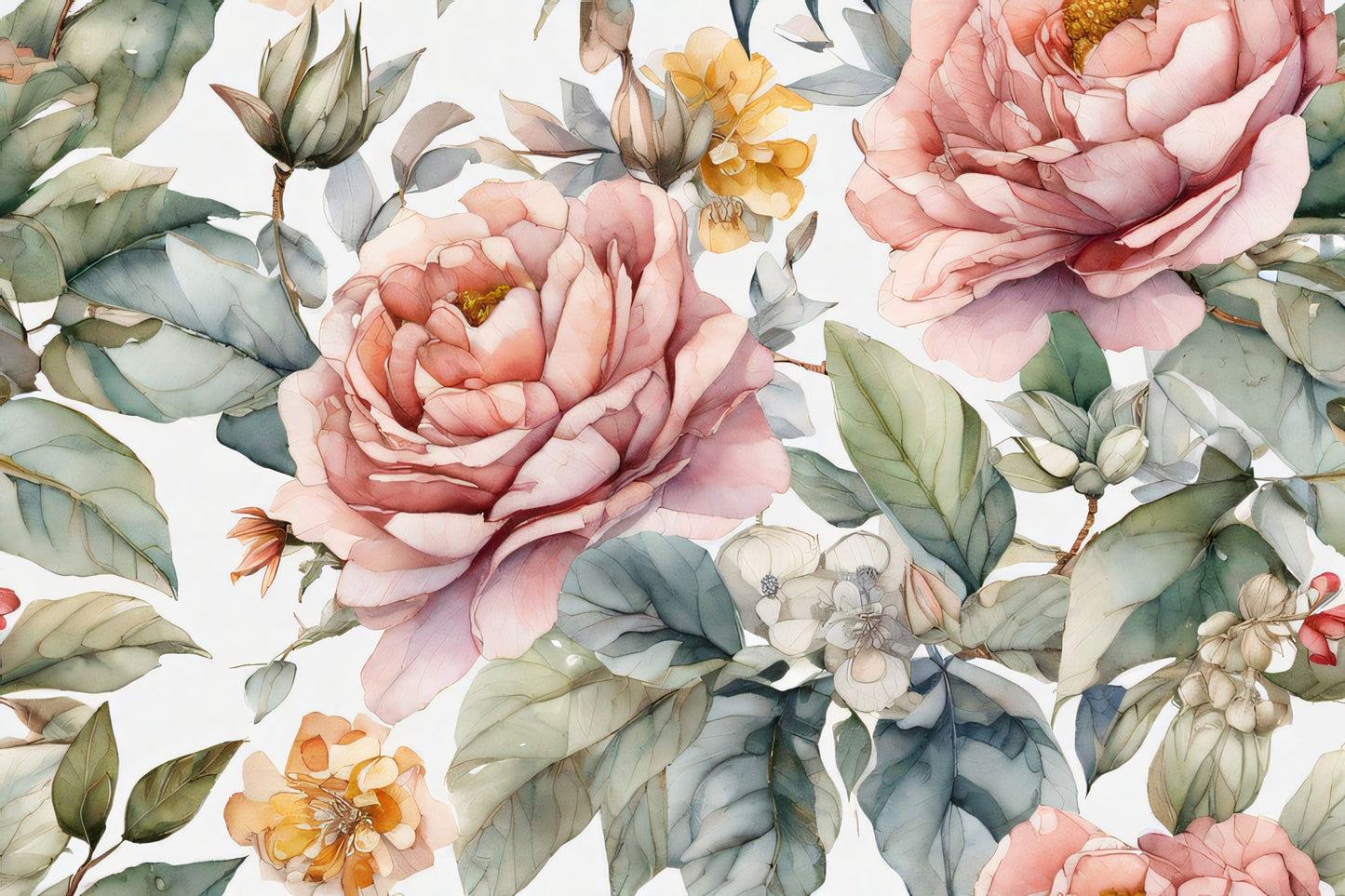 Water-paint Bouquet Mural