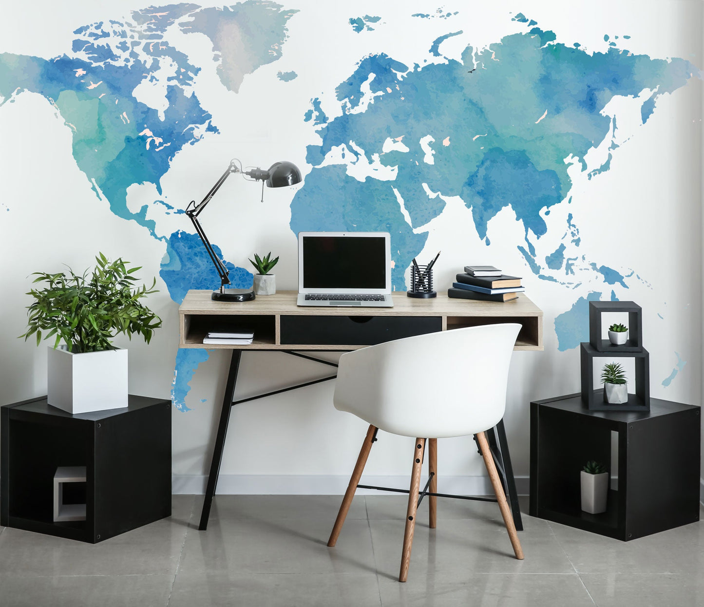 Watercolour Map Mural