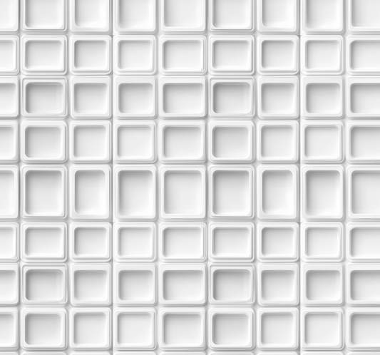 Pattern of white square tiles on a white background