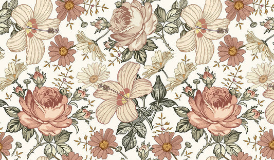 Seam Line Floral Mural