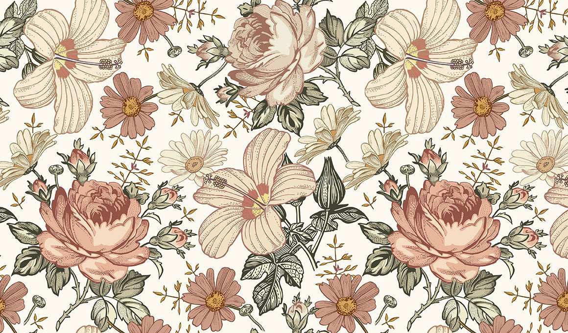 Seam Line Floral Mural