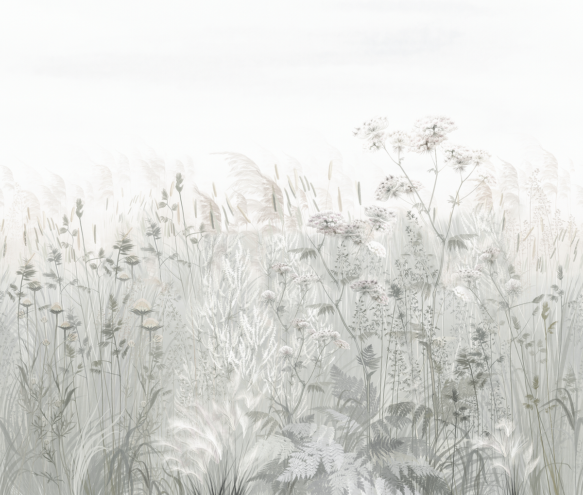Frosty glass effect with plants and flowers on a white background