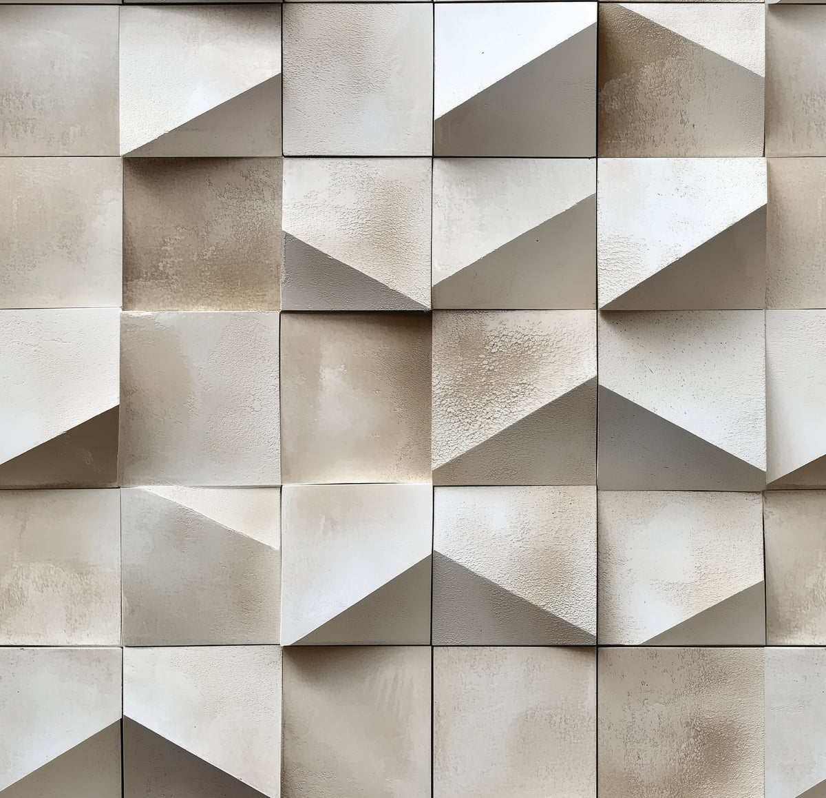 Geometric pattern of square and triangle shapes in neutral colors