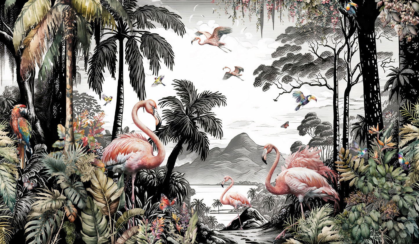 Flamingo Paradise Mural