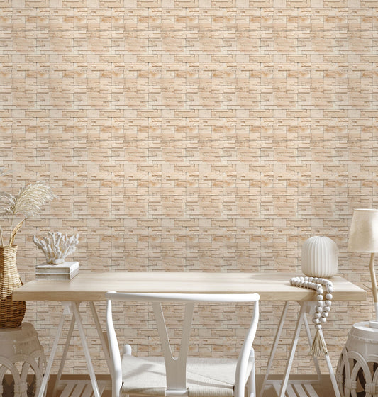 Beige Mosaic Wallpaper