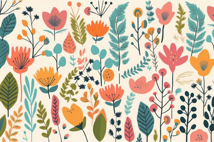 Bright Botanical Blooms Mural