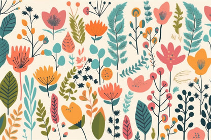 Bright Botanical Blooms Mural