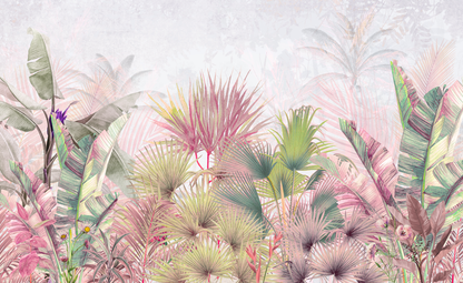 Colorful tropical plant design on a light background