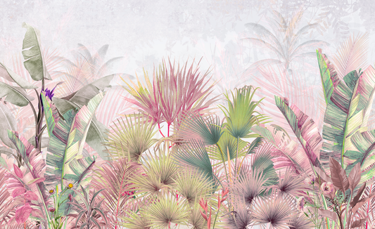 Colorful tropical plant design on a light background