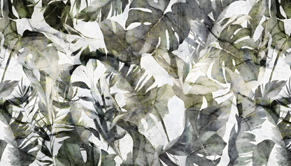 Pattern of green and gray leaves on a textured background