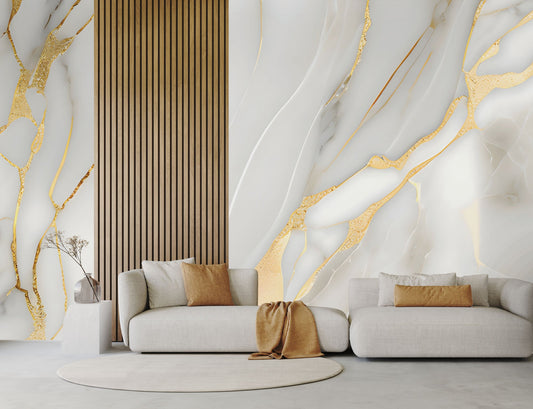 Gold Line Marble Mural