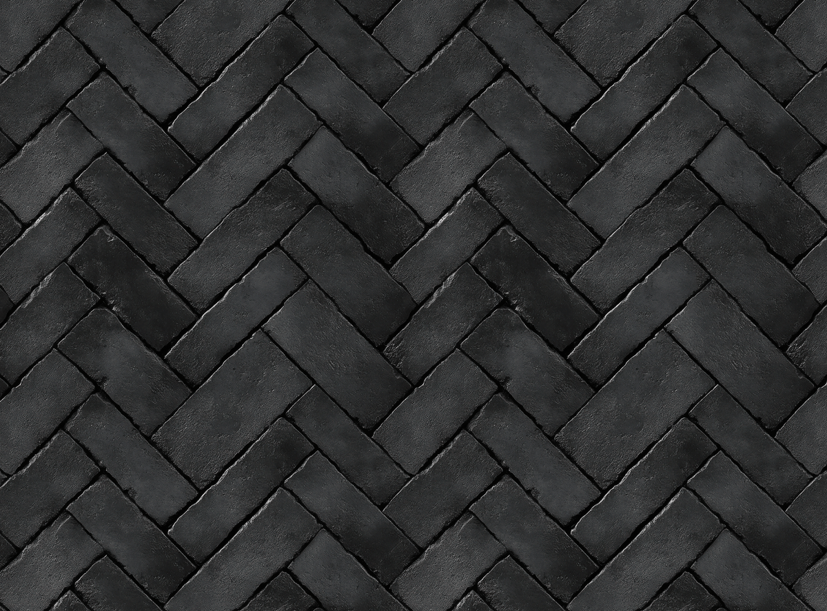 Patterned black brick wall