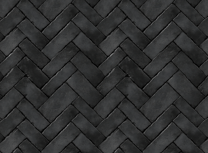 Patterned black brick wall