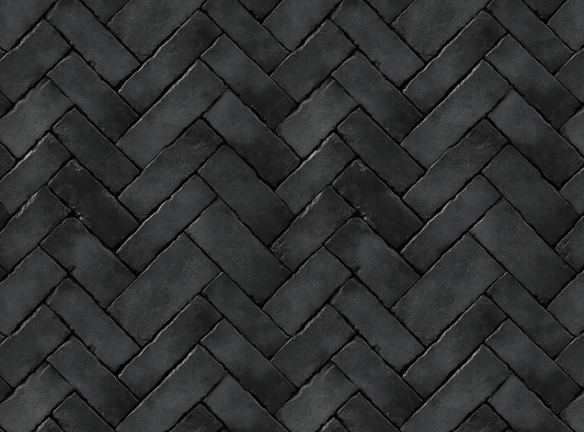 Patterned black brick wall