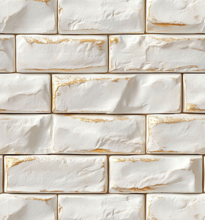 Ivory Ornate Brick Wallpaper
