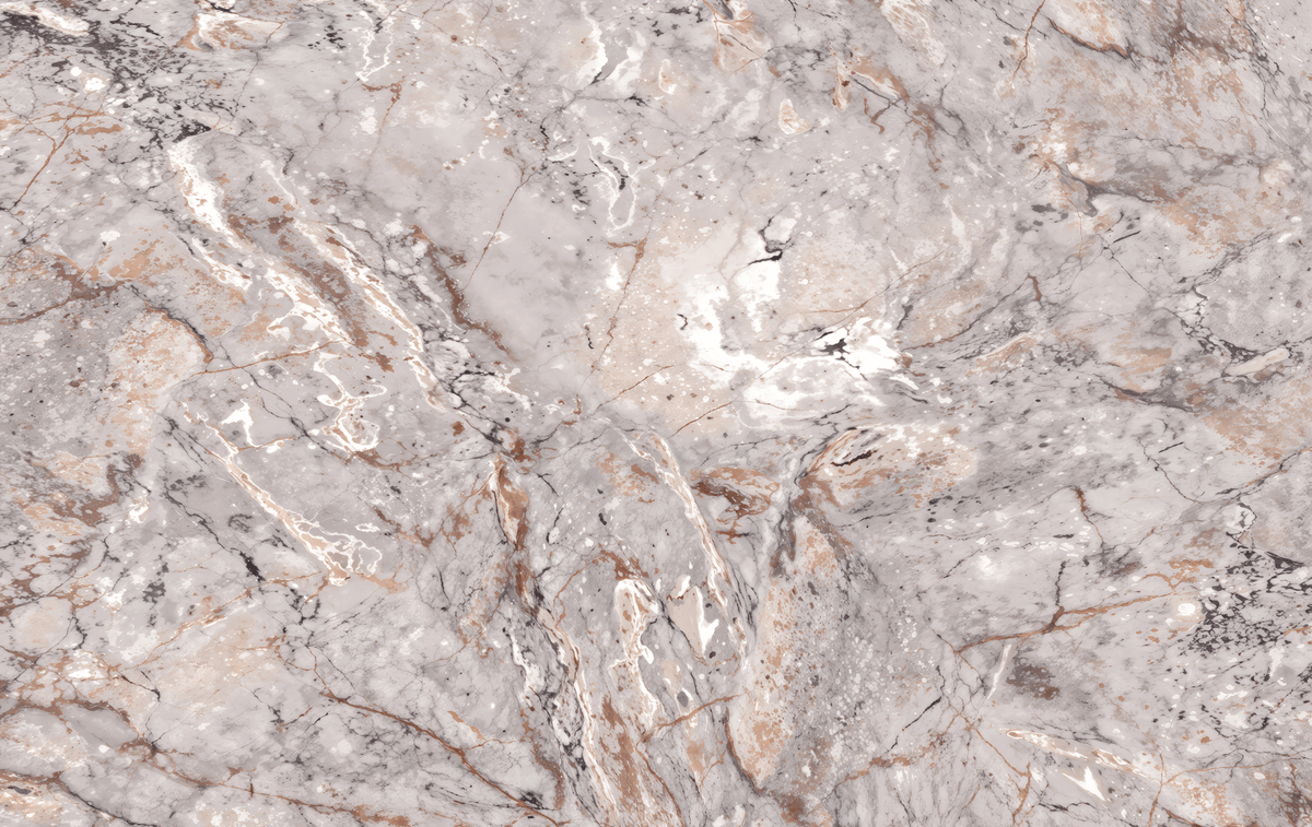 Close-up of a marble-like stone surface with gray and beige tones.