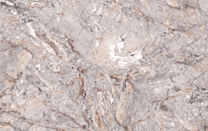 Close-up of a marble-like stone surface with gray and beige tones.