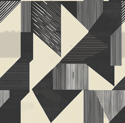 Geometric pattern with black and white stripes on a beige background