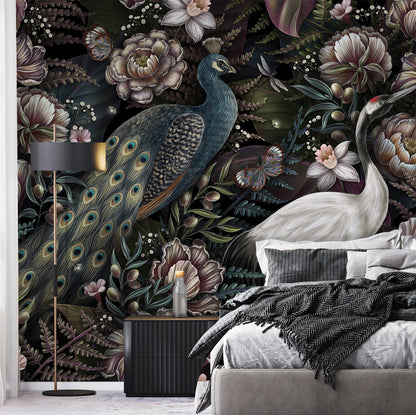 Peacock and Petals Mural