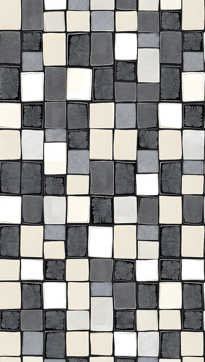 Pattern of black, white, and gray squares on a white background