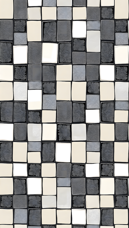 Pattern of black, white, and gray squares on a white background