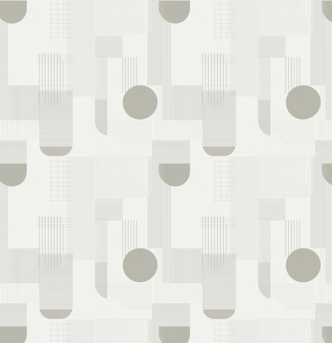 Geometric pattern with circles and lines on a white background