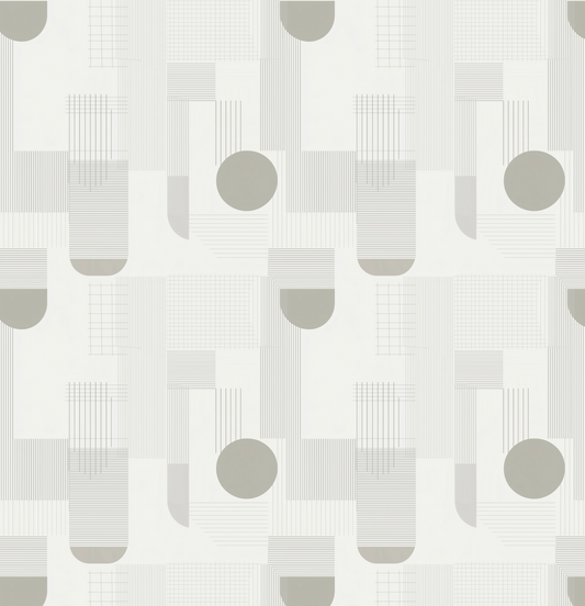 Geometric pattern with circles and lines on a white background