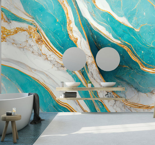 Teal Marble Mural