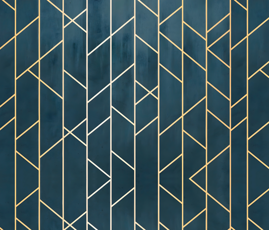 Geometric pattern with gold lines on a blue background