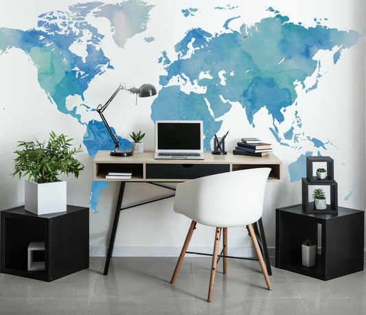 Watercolour Map Mural