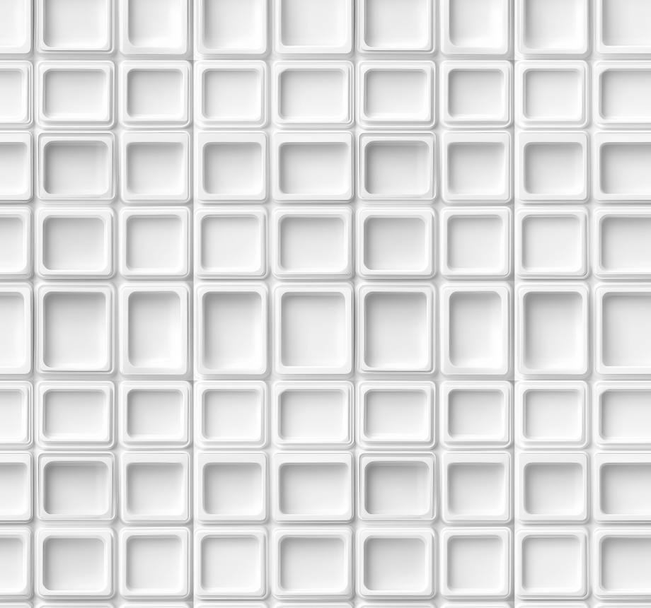 Pattern of white square tiles on a white background