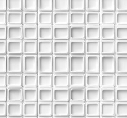 Pattern of white square tiles on a white background