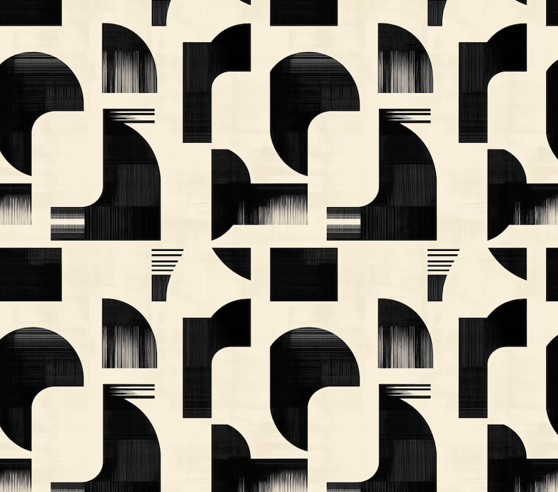Black geometric pattern on a beige background