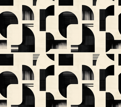 Black geometric pattern on a beige background