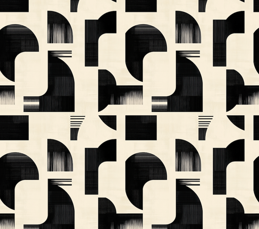 Black geometric pattern on a beige background