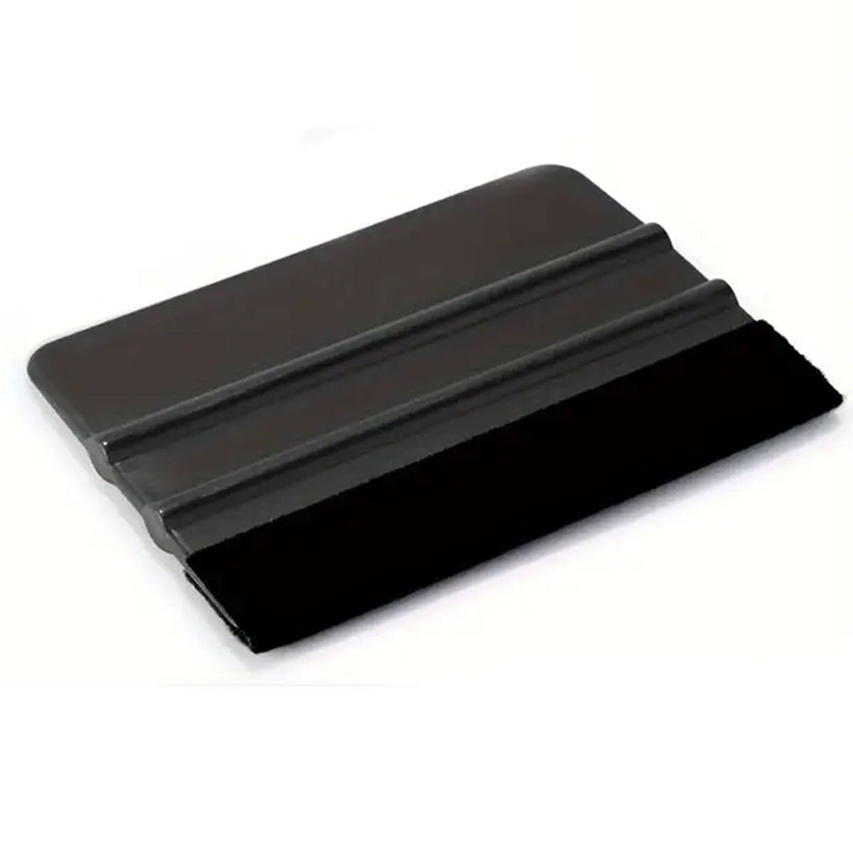 A black squeegee with a felt tip and a flat surface, used for applying wallpaper or vinyl.