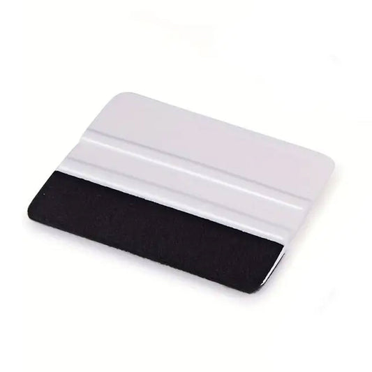 A black and white squeegee with a felt tip, designed for smooth application on various surfaces.
